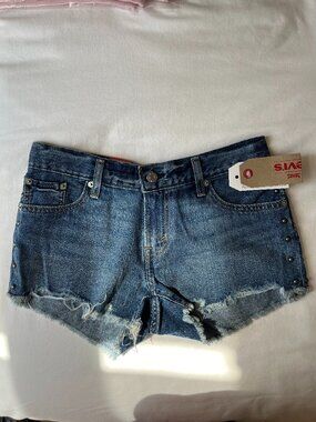 Levi’s Denim Studded Shortie Shorts NWT, Size 27